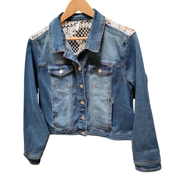 Passport Jackets & Blazers - Womens Denim Jacket W/ Lace Back Detail By Passport Size L